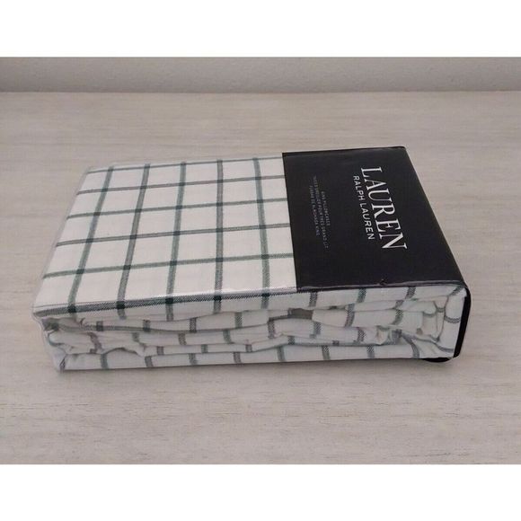 Ralph Lauren FLANNEL Cotton White Green Red MILLERTON PLAID Two King Pillowcases - Picture 6 of 10